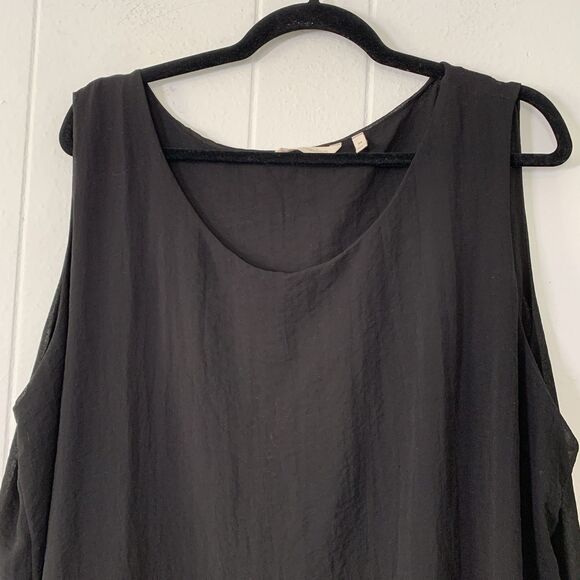 Soft Surroundings Womens 2X Tunic Top Sleeveless Layered Sheer Asymmetric Black - Picture 4 of 8